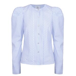 NEW Nina Blanc The Stripes Nicki Puff Sleeve Blouse, Size XS